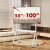 Suporte de TV de chão MACLEAN MC-114 W para ecrãs 55-100 polegadas, branco, VESA até 900x600, carga máxima 120 kg, altura 115–152 cm, prateleira