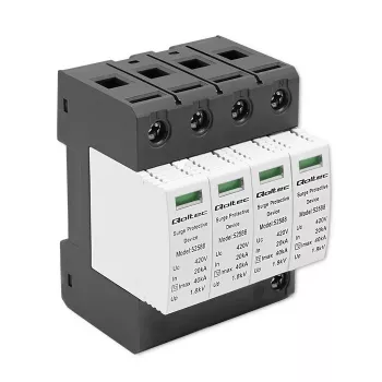 Protetor contra sobretensões QOLTEC 52588 AC 4P 420V T2 C — para-raios AC de 4 polos, 420 V, Tipo 2
