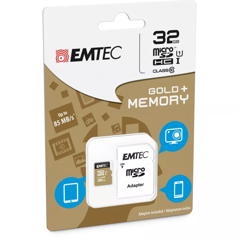 Cartão de memória Emtec 32GB MicroSDHC Class10 ECMSDM32GHC10GP