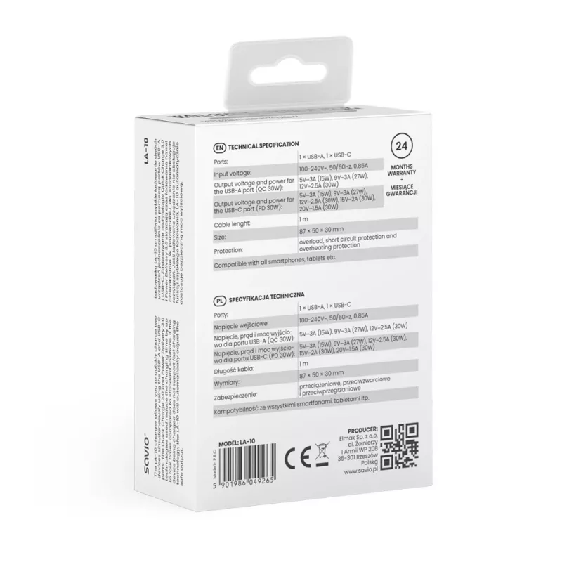 Carregador de parede 30W LA-10 SAVIO