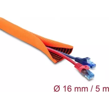 Manga de encaminhamento de cabos autoencerrante de camada dupla DELOCK 5 m × 16 mm, laranja