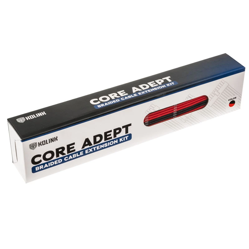 Kolink Core Adept COREADEPT-EK-BRD kit de extensão de cabos entrançados, preto/vermelho