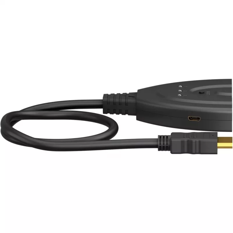 Caixa de comutação HDMI 3 para 1 (4K @ 60Hz), comutador HDMI (preto, cabo de 55cm)
