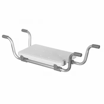 Banco de banheira ActionMed LW200AM design rebaixado para banheira, Tecnopolímero, prateado, antiderrapante, ajuste horizontal