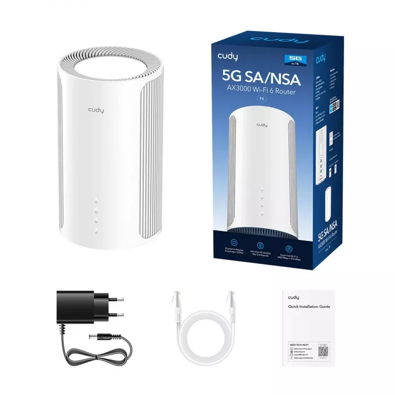 Router Mesh rápido e potente para rede doméstica WiFi-6 AX3000 Dualband Cudy P4 5G S