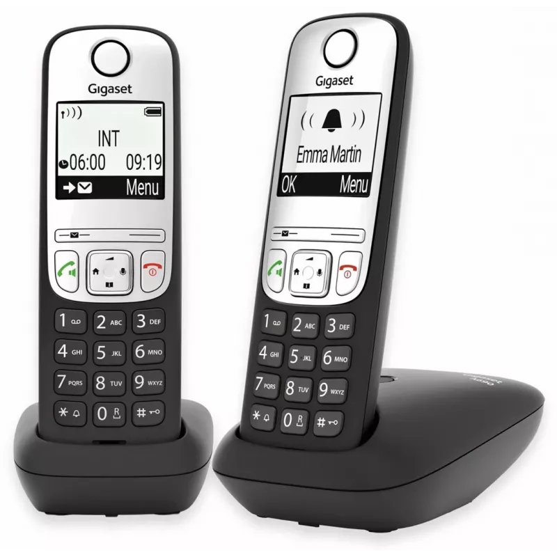 Telefone analógico Gigaset A690 Duo identificação de chamadas preto, prateado