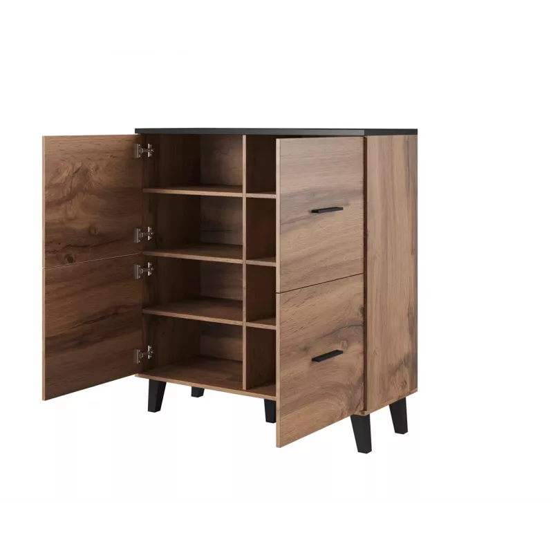 Aparador cama sideboard LOTTA 110 4D carvalho wotan + preto mate