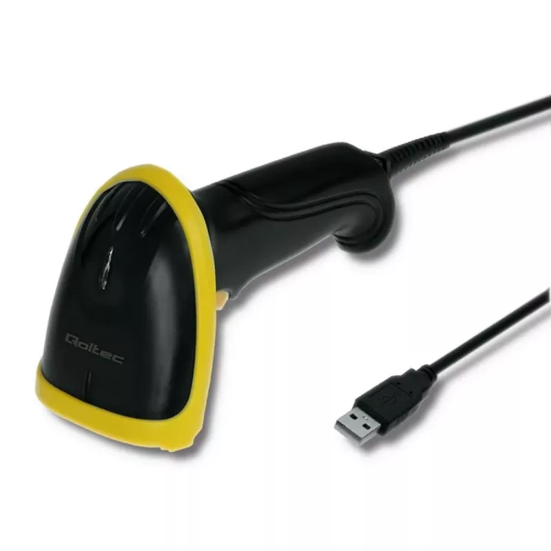 Qoltec 50867 leitor laser de códigos de barras 1D/2D, USB, preto
