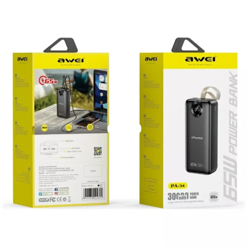 Carregador portátil Awei PA-34 30000mAh