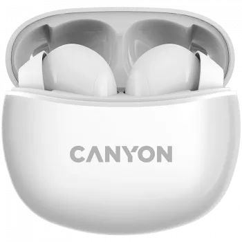 Auscultadores Bluetooth Canyon TWS-5, com microfone, BT V5.3 JL 6983D4, resposta de frequência: 20Hz-20kHz, bateria dos auscultadores 40mAh*2 + estojo de carregamento 500mAh, Type-C