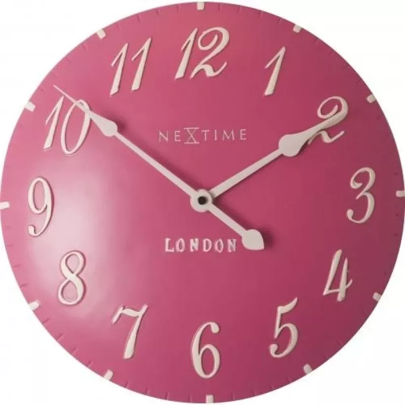 NeXtime Relógio 3084rz London Arabic, Ø34,5 cm, parede, rosa/branco