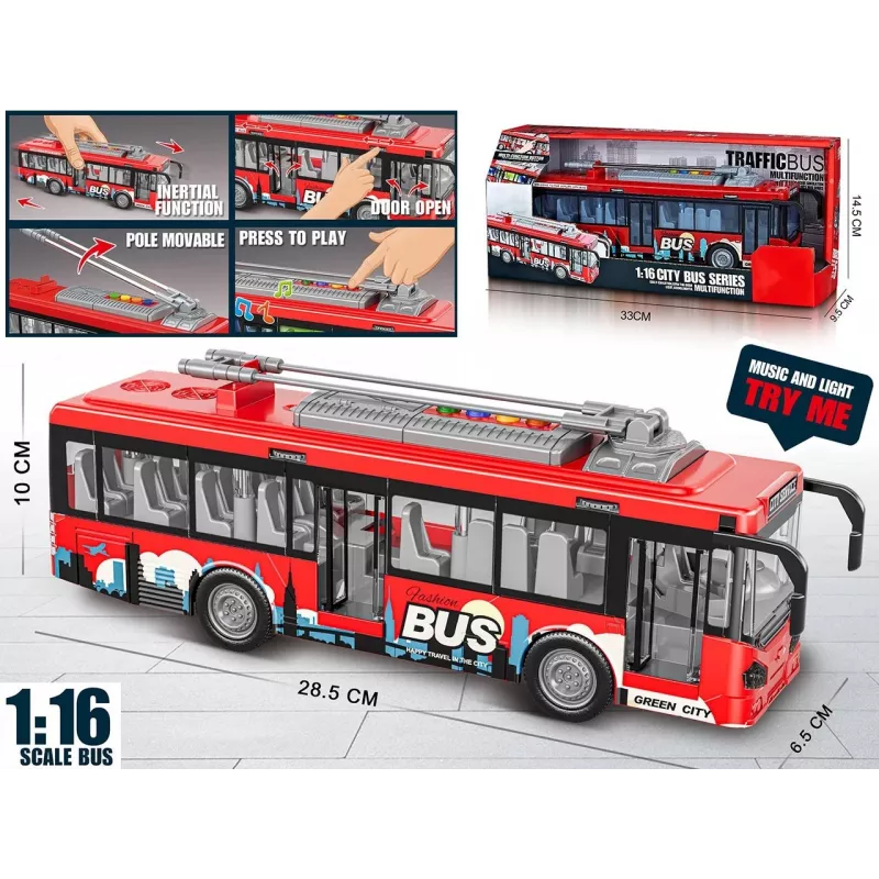 Autocarro de brinquedo com luzes, som e porta de abrir Madej modelo 012865