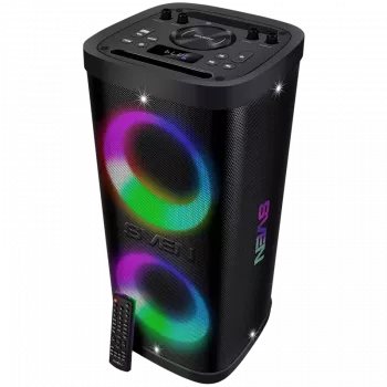 Altifalante portátil SVEN PS-930, preto, potência de saída 2x75W (RMS), TWS, Bluetooth, FM, USB, microSD, ecrã LED, bateria de lítio