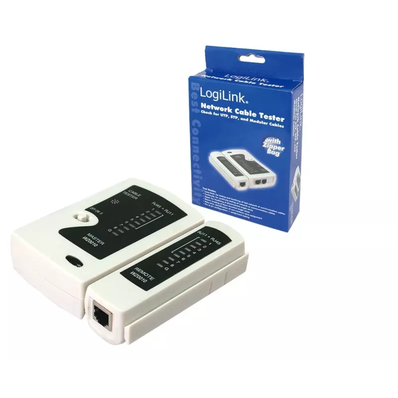 Testador de cabos, LogiLink WZ0010, aparelho de teste de cabos de rede
