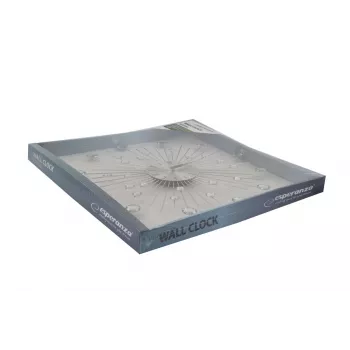 Relógio de parede ESPERANZA EHC002 — mecânico, redondo, 50 cm de diâmetro, 25 mm de profundidade, moldura de alumínio, tampa de vidro, acabamento em aço inoxidável