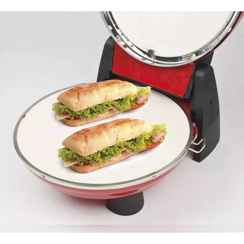 Máquina de pizza G3FERRARI G10032 – 1200 W, superfície de pedra, máx. 400 °C, pizza de 31 cm, temporizador mecânico, vermelho