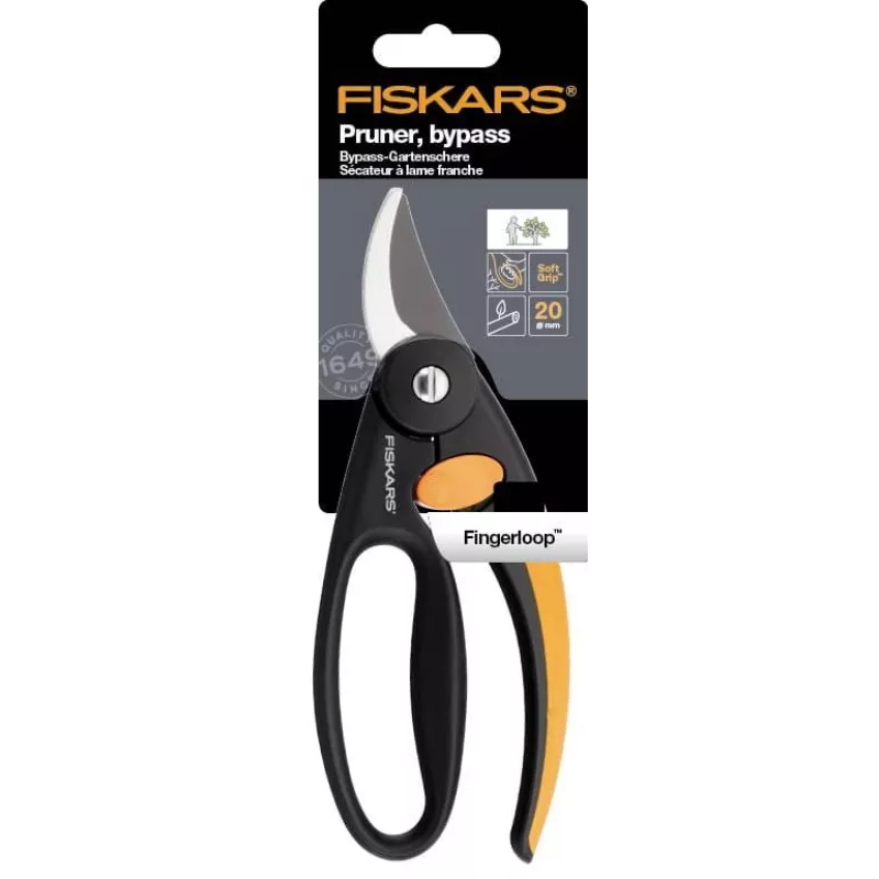 Tesoura de poda Fiskars 111440 Bypass preta — Fiskars 1001534 (tesoura de jardim de mão, Bypass, preta)