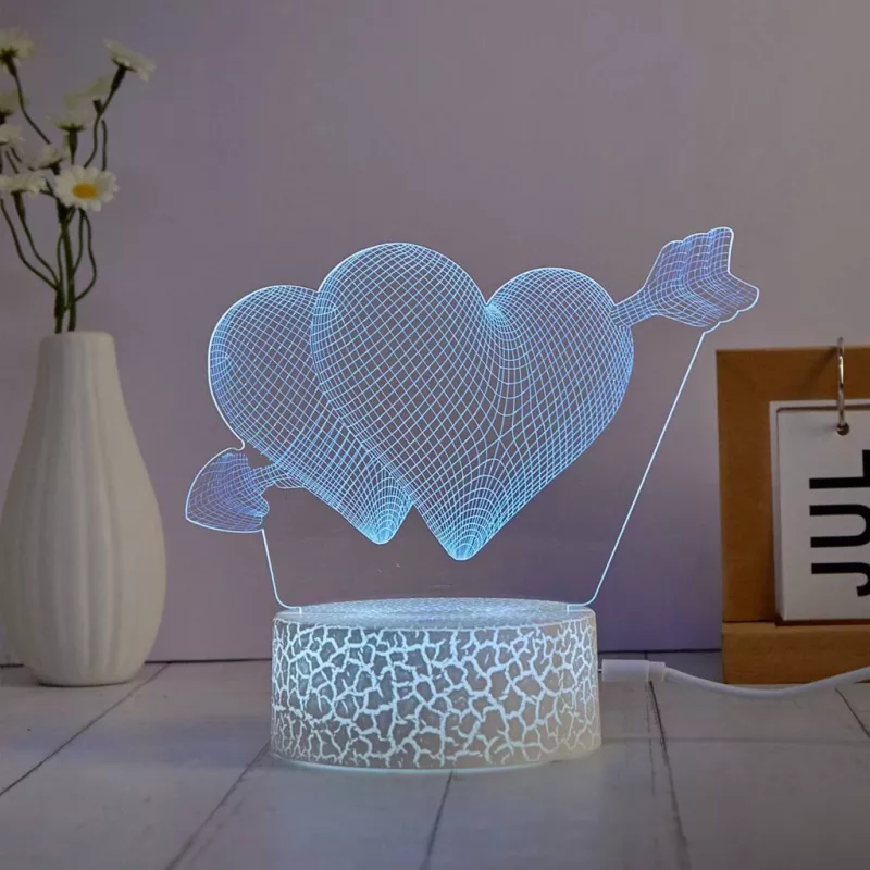 Conjunto de lâmpada LED decorativa Manta SNL115RGB RGB 3D coração