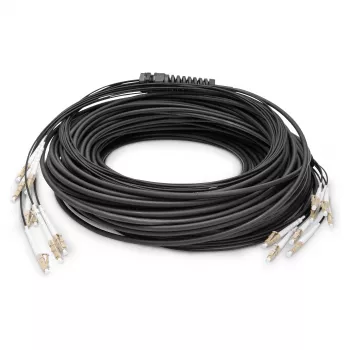 Cabo breakout de fibra ótica DIGITUS DK-24338U030BK-BBB, pré-montado OM4 multimodo 8 fibras, LC/UPC–LC/UPC, 30 m, U-DQ(ZN) BH