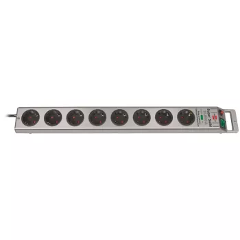 Extensão elétrica Super-Solid 8 tomadas (prateada, 2,5 metros, proteção contra sobretensão 13.500A)