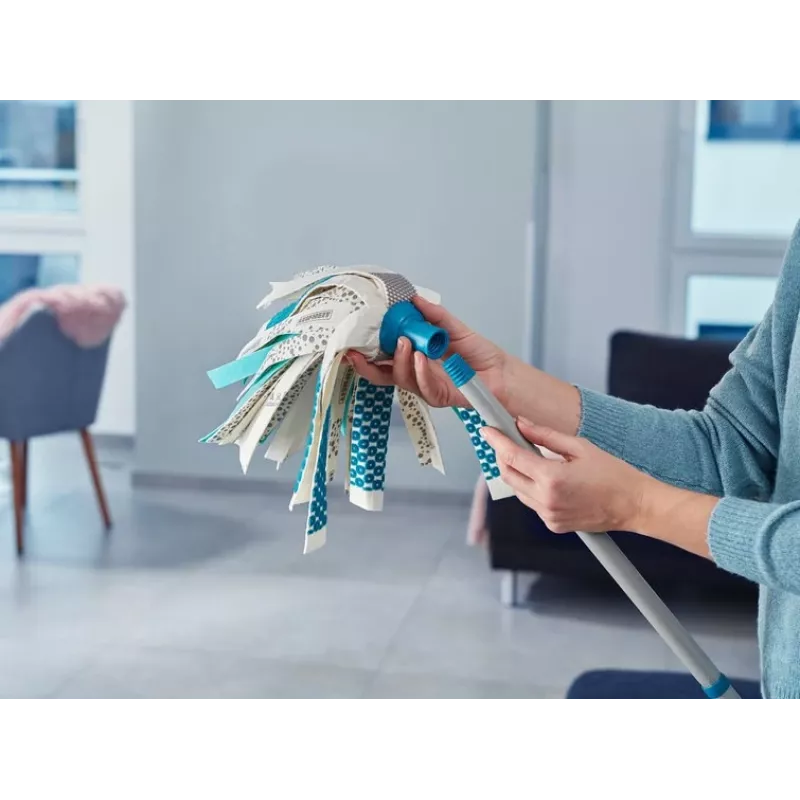 LEIFHEIT 52106 Esfregona de algodão, fibra, húmido e seco, azul, branco