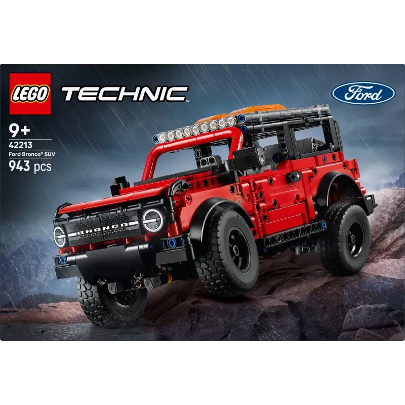 Conjunto de construção LEGO Technic Ford Bronco Off‑Roader 4x4 modelo 42213 — 943 peças, idade 9+