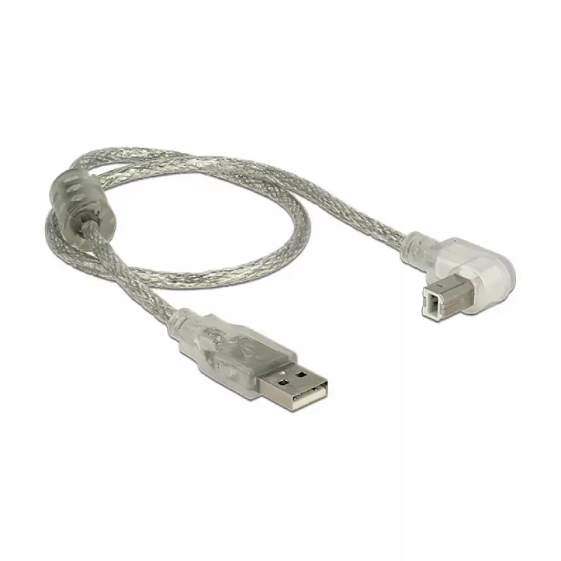 Cabo USB DeLOCK 84811 USB 2.0 0,5 m USB A USB B prateado transparente