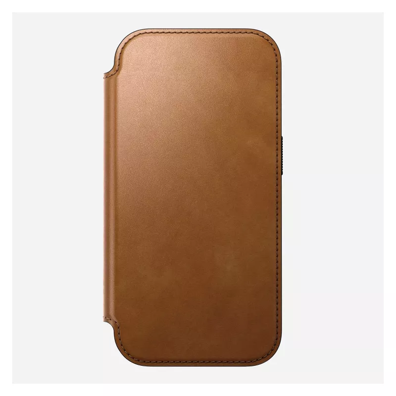 Capa tipo carteira Nomad Modern Leather Folio para iPhone 17 Pro, pele + alumínio, 6,3 polegadas (16 cm), tan, 3 compartimentos para cartões