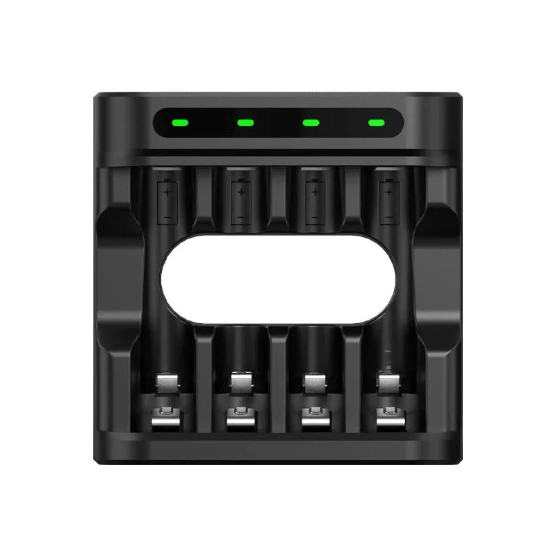 Carregador de baterias XTAR 4 slots para AA/AAA (Li-Ion, NiMH) USB-C, indicadores LED, preto