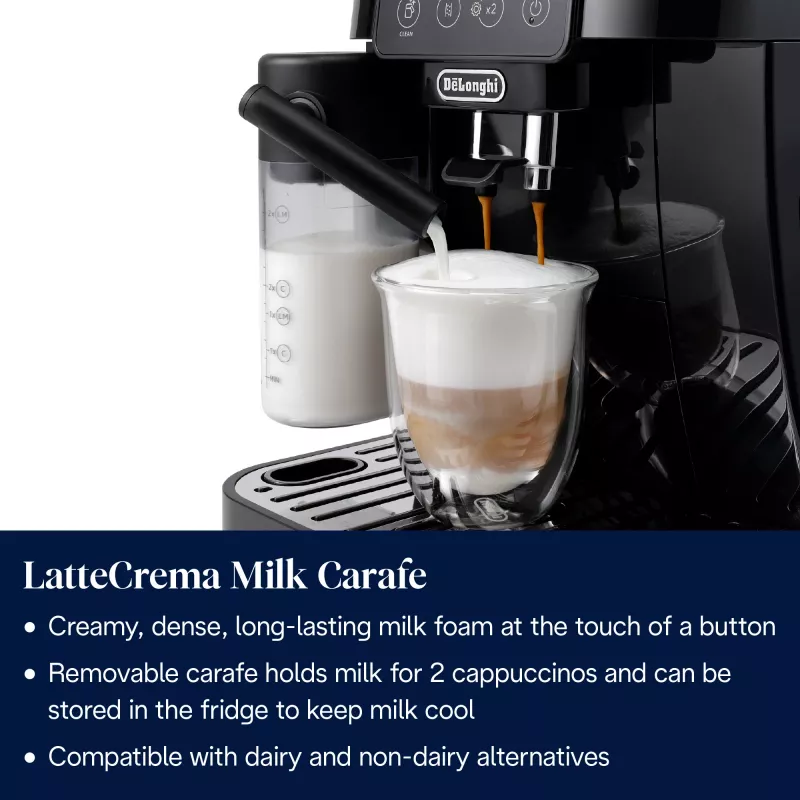 Máquina de café combinada De’Longhi Magnifica ECAM220.60.B — depósito de água de 1,8 l, depósito de grãos de 250 g, moinho cerâmico, preto