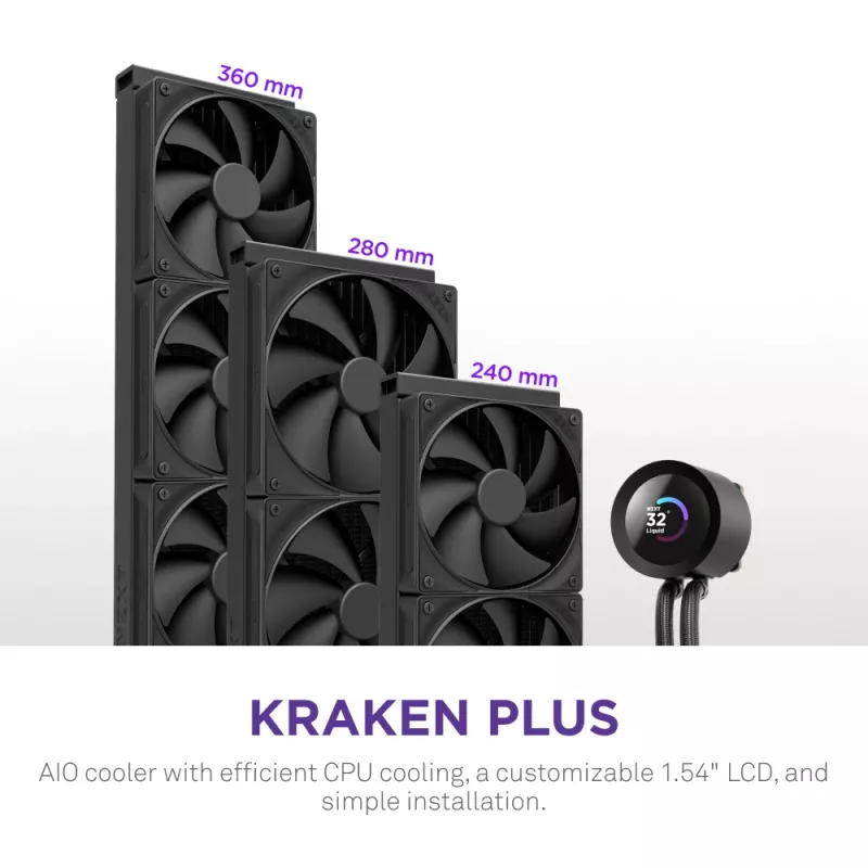 Refrigeração líquida all-in-one NZXT Kraken Plus 280 14 cm preto