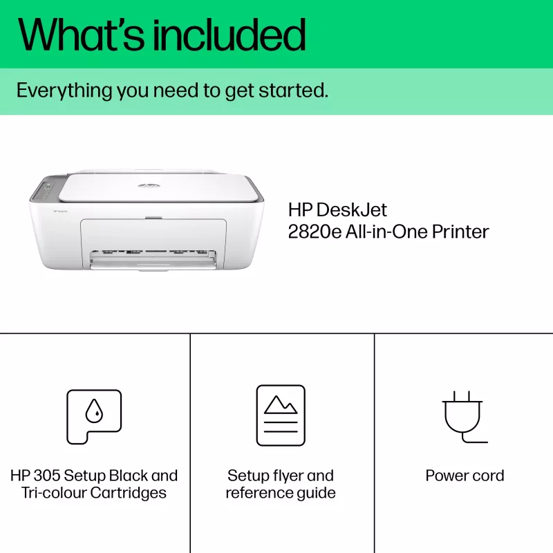 Impressora multifunções a cores sem fios HP DeskJet 2820e, Instant Ink; copiadora, scanner