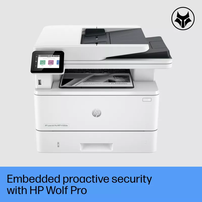 Impressora HP LaserJet Pro MFP 4102dw, laser, impressão monocromática, 1200 x 1200 DPI, A4, impressão direta, branco