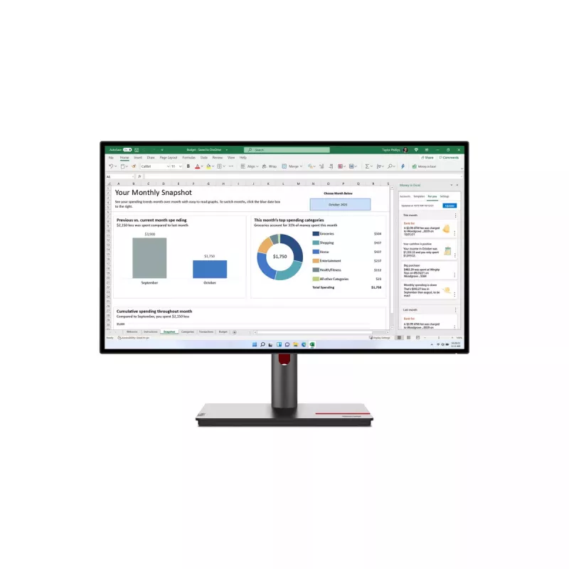 Lenovo ThinkVision P27h-30 monitor de computador 68,6 cm (27 polegadas) 2560 x 1440 Quad HD LCD preto