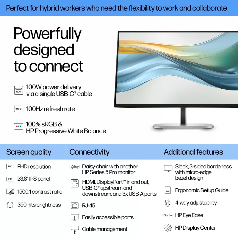 Monitor HP Series 5 Pro 23,8 polegadas FHD USB-C - 524pu