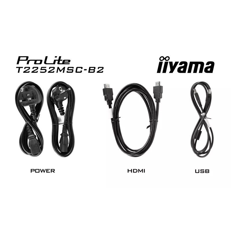 Monitor iiyama ProLite T2252MSC-B2 54,6 cm (21,5 polegadas) 1920 x 1080 píxeis Full HD LCD ecrã tátil preto