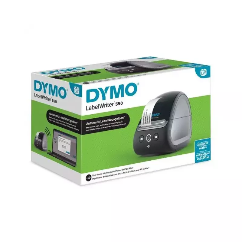 DYMO LabelWriter 550 Impressora de etiquetas | fabricante de etiquetas com impressão térmica direta | deteção automática de etiquetas | imprime etiquetas de endereço, etiquetas de envio, etiquetas de código de barras e mais | ficha EU de 2 pinos