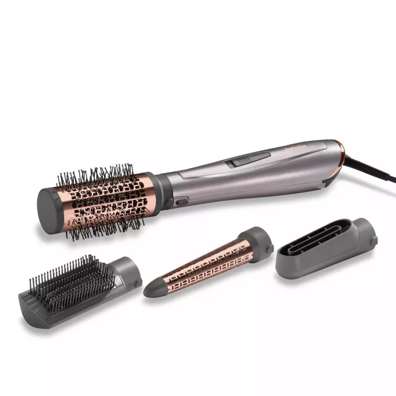 Conjunto de styling BABYLISS Air Style 1000 — modelador de ar quente 1000 W com escova redonda de 5 cm, 2 níveis de calor, função iónica e nível frio, 4 acessórios