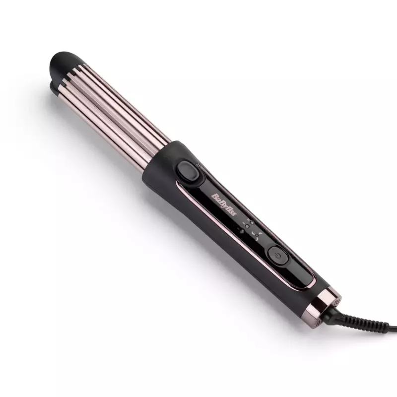 Ferro de caracóis BABYLISS Curl Styler Luxe C112E — cilindro cerâmico de 36 mm, 160–200°C, 32 W, ecrã LED
