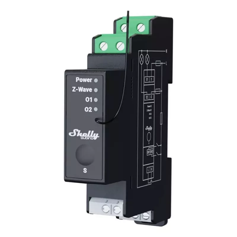 Relé para calha DIN Wave Pro 2PM máx. 25A monofásico 2x 16A com função de medição Z-Wave