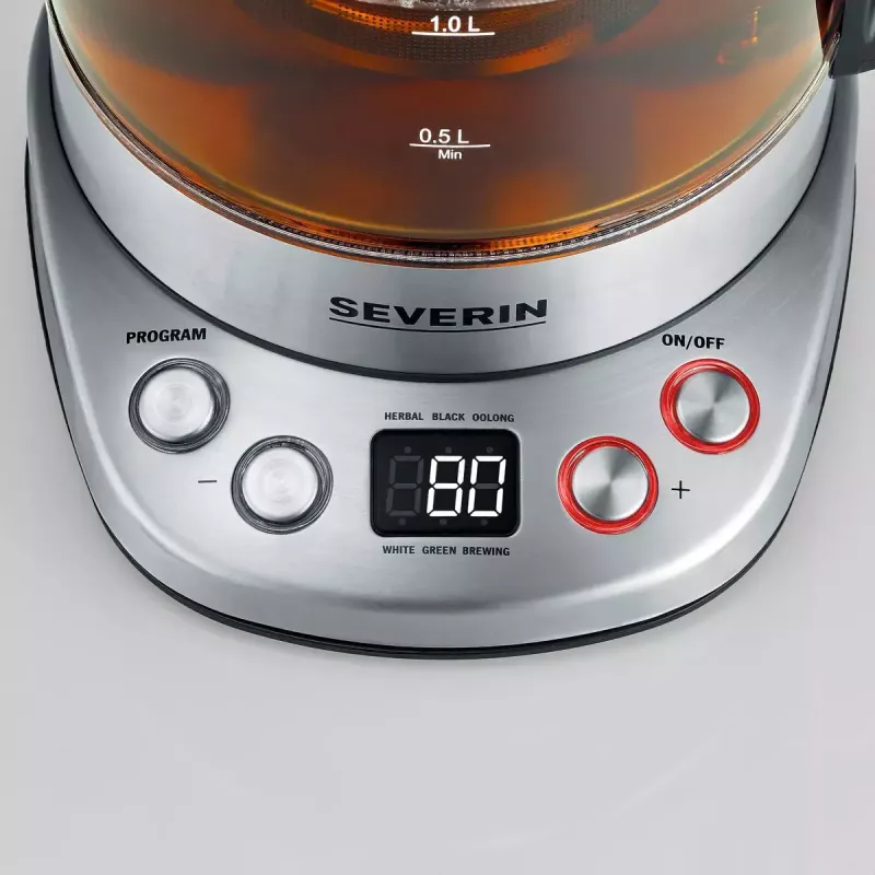 Chaleira elétrica SEVERIN WK 3480 — capacidade 1,7 L, 3000 W, branco, caixa em vidro/plástico/aço inoxidável