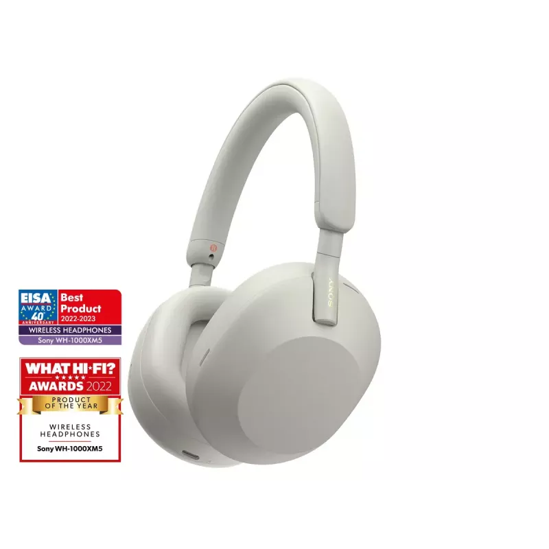 Sony WH-1000XM5 auscultadores com fios e sem fios de arco telefone/música Bluetooth prateado, branco