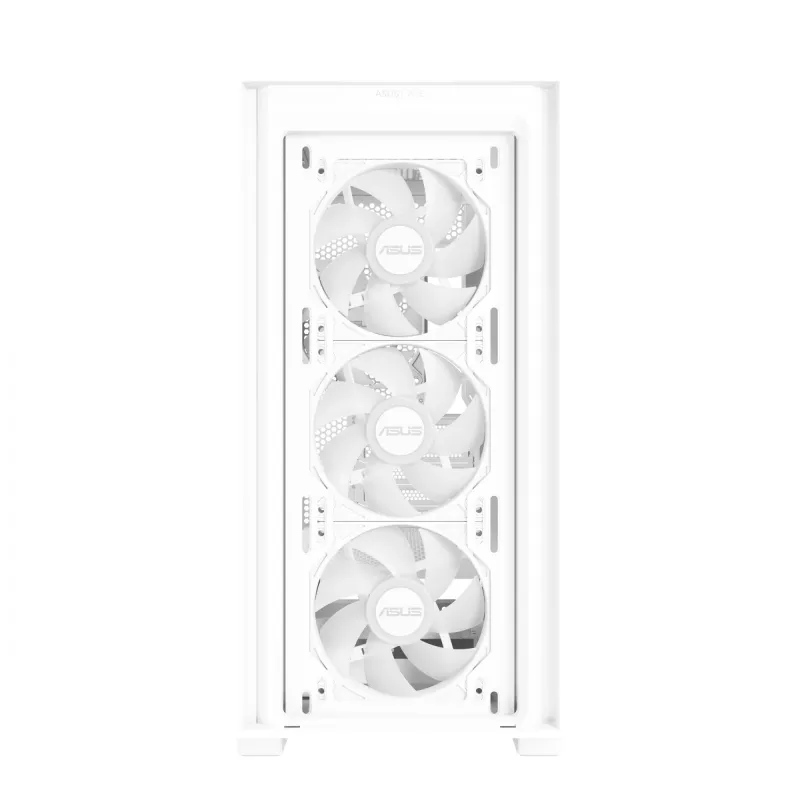 Caixa de PC ASUS A21 PLUS Micro ATX branco — suporta Micro ATX/Mini-ITX, 3 ventoinhas frontais de 120mm, 1 ventoinha traseira de 120mm, radiador frontal de 360mm, GPU até 380 mm