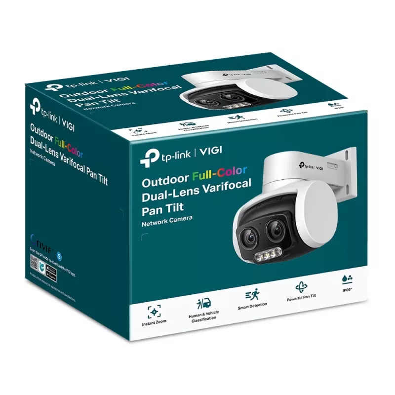 TP-Link VIGI Câmara de rede Pan Tilt Varifocal de dupla lente Full-Color exterior 4MP