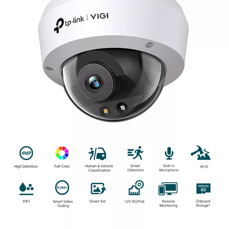 Câmara de vigilância IP TP-Link VIGI Dome Full-Color 4MP