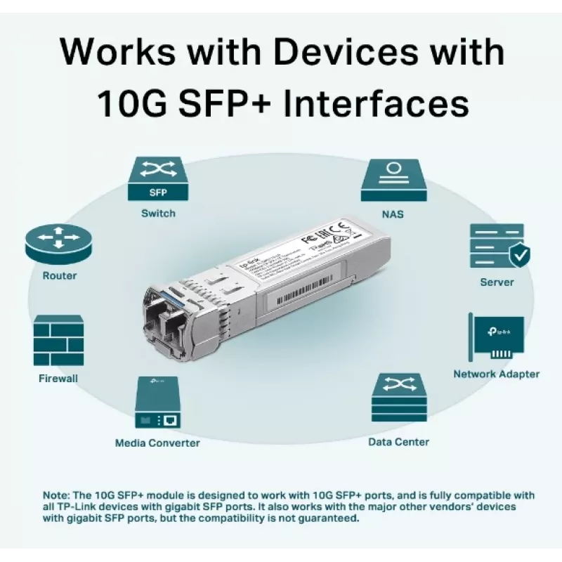 Transceptor TP-Link 10Gbase-LR SFP+ LC, Fibra ótica, 10000 Mbit/s, SFP+, LC, 9/125 µm, LR