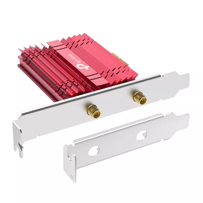 Adaptador PCIe TP-Link AXE5400 Wi-Fi 6E Bluetooth 5.2, Interno, Sem fios, PCI Express, WLAN / Bluetooth, 5400 Mbit/s, Preto, Vermelho