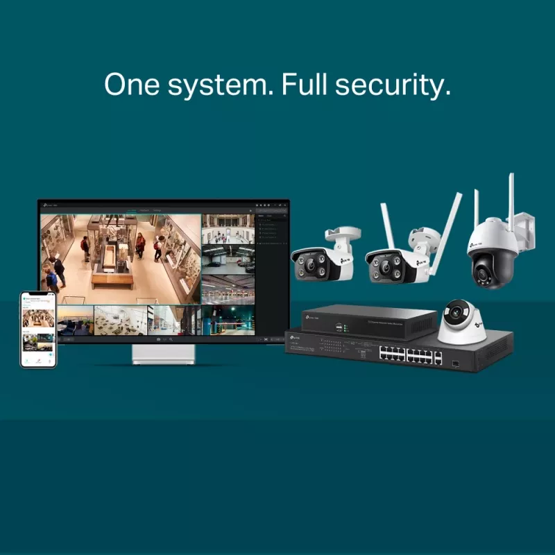 Câmara de rede bullet TP-Link VIGI 4MP exterior full-color, câmara de vigilância IP, exterior, com fios, teto/parede/poste, preto, branco, bullet