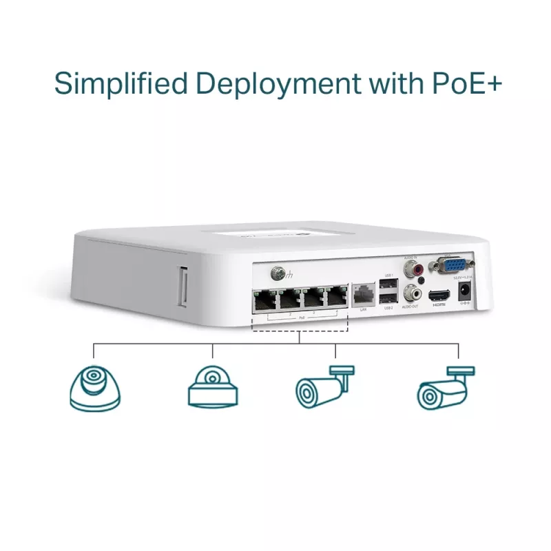 Gravador de vídeo em rede PoE+ TP-Link VIGI de 4 canais