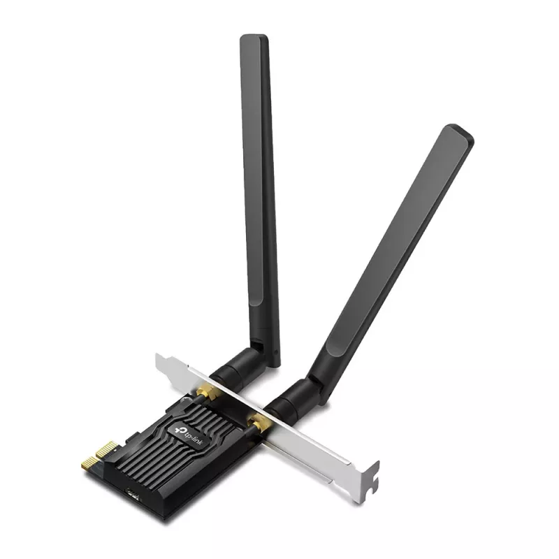 Adaptador PCIe TP-Link AX1800 Wi-Fi 6 Bluetooth 5.2, interno, sem fios, PCI Express, Wi-Fi / Bluetooth, 1800 Mbit/s, preto